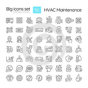 HVAC maintenance linear icons set