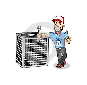 HVAC service cartoon character design illustration