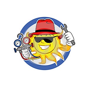 HVAC sun character logo cartoon design illustration