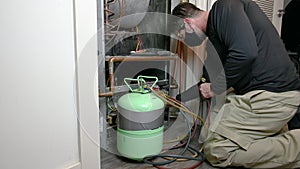 HVAC Technician Checking Refrigerant Charge