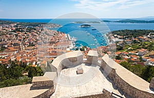 Hvar city and harbor from the Spanish Fortress