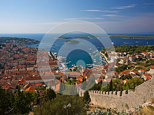 Hvar harbor over look at Croatia.