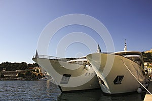 Hvar harbor with two cruisers