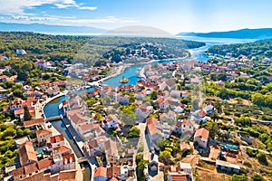 Hvar. Old town of Vrboska aerial view photo