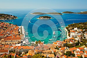 Hvar town, Croatia. View from the fortress of Spanjola