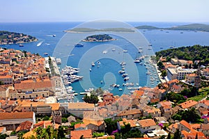 Hvar town viewed from the Spanish Fortress in Croatia