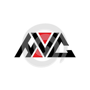 HVC triangle letter logo design with triangle shape. HVC triangle logo design monogram. HVC triangle vector logo template with red