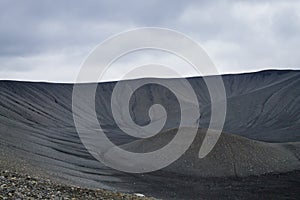 Hverfell caldera volcano top view, Iceland landmark