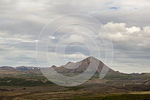 Hverfjall also known as Hverfell is a tephra cone or tuff ring volcano in northern Iceland, to the east of MÃÂ½vatn. photo