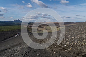 View from the path to the top of Hverfjall crater, Lake Myvatn, Iceland photo
