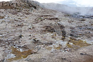 Hverir, rocks and sulfur landscape