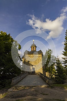 Hvezda church in Broumovske steny, Eastern Bohemia, Czech Republic photo