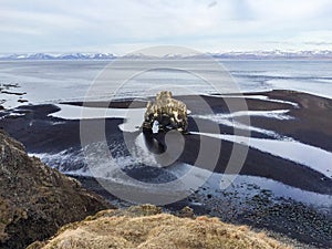 Hvitserkur, black sand, basalt stack, Iceland