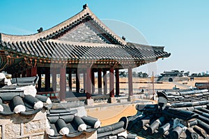 Hwaseong Fortress Dongjangdae Yeonmudae, Korean traditional architecture in Suwon, Korea