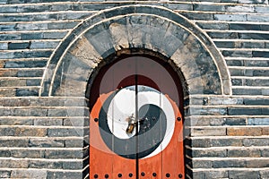 Hwaseong Fortress, Korean traditional door in Suwon, Korea photo