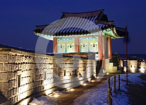 Hwaseong Fortress at Night photo