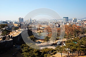 Hwaseong Fortress, view from top photo