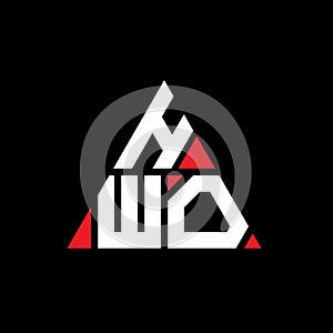 HWO triangle letter logo design with triangle shape. HWO triangle logo design monogram. HWO triangle vector logo template with red