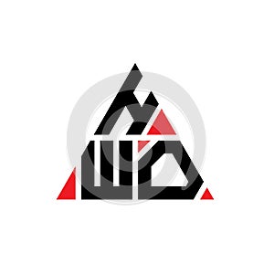 HWO triangle letter logo design with triangle shape. HWO triangle logo design monogram. HWO triangle vector logo template with red