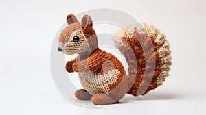 Hyacinth Stitch Elaine Knitted Squirrel Toy - Dark Amber And Beige Aurorapunk Style