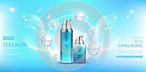 Hyaluronic acid collagen cosmetics packages mockup photo