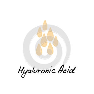 Hyaluronic acid hand drawn icon. Water drop. Korean beauty. Cosmetic ingredient. Vector illustration