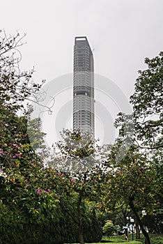 Hyatt Regency hotel towers over Kowloon Park, Hong Kong China