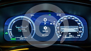 A hybrid car dashboard