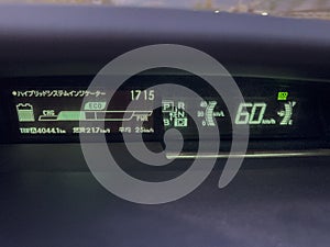 Hybrid car dashboard display with eco mode
