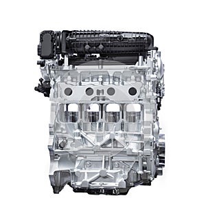 Hybrid car engine isolated on white with clipping path