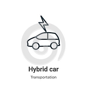 Hybrid car outline vector icon. Thin line black hybrid car icon, flat vector simple element illustration from editable