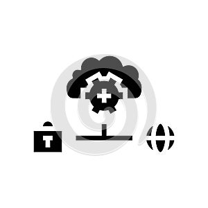 hybrid cloud computing glyph icon vector illustration