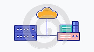 Hybrid Cloud Model An illustration comparing onpremises and cloud solutions featuring a split view of a traditional