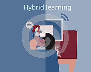 Hybrid Learning model for learning both from home and face to face photo