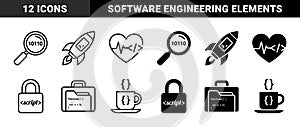 Hybrid Programming and Software Development Icons