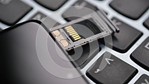 Hybrid sim tray for MircoSD memory card and mobile Nano sim card on smartphone