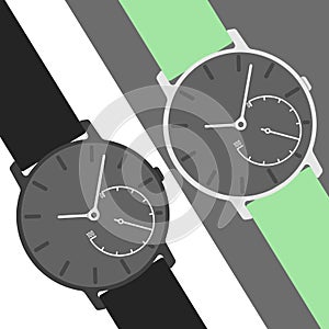 Hybrid smartwatches illustration with different colour of straps