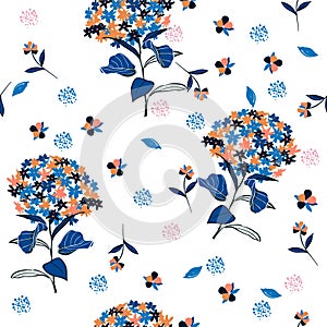 Hydenyear pattern seamless flowers Pattern Isolated on white and
