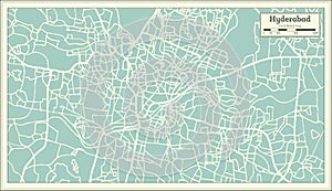 Hyderabad India City Map in Retro Style. Outline Map.