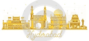 Hyderabad India City skyline golden silhouette.