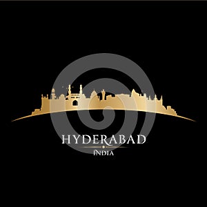 Hyderabad India city skyline silhouette black background