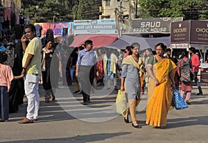 Indian people shopping in the stalls, in an annual exhibition, house hold and personal products