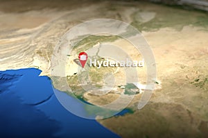 Hyderabad, Pakistan geotag with face mask, COVID-19 coronavirus disease quarantine related 3D rendering