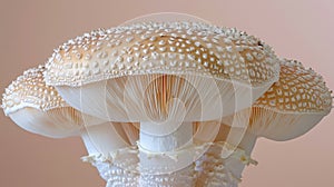 Hydnum repandum hedgehog mushroom on a soft pastel colored background for a delicate touch