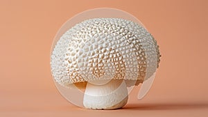 Hydnum repandum mushroom hedgehog on gentle pastel colored background, nature concept