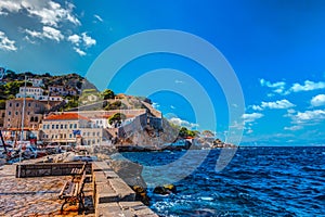 Hydra island on a summer day in Greece.