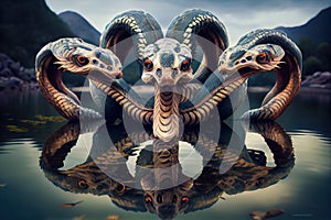 The Hydra Monster: A Legendary Serpent of Ancient Mythology - Generative AI