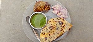Hydrabadi Kabab Paratha with green chili photo
