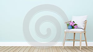 Hydrangea on chair in Living room or other room - Interior Design for artwork - 3D Rendering