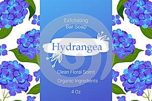 Hydrangea exfoliating bar soap emblem banners photo